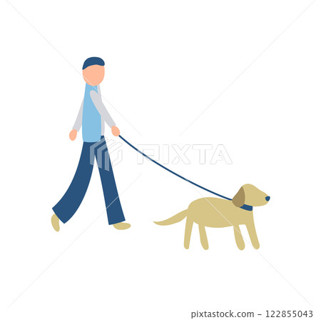 Illustration of a man walking a dog Illustration of a man walking a dog 122855043