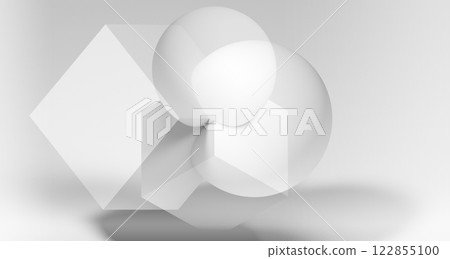 Abstract white minimal background with intersected geometric shapes 122855100