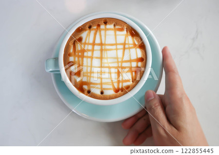 caramel latte coffee or coffee or hot coffee, latte coffee 122855445