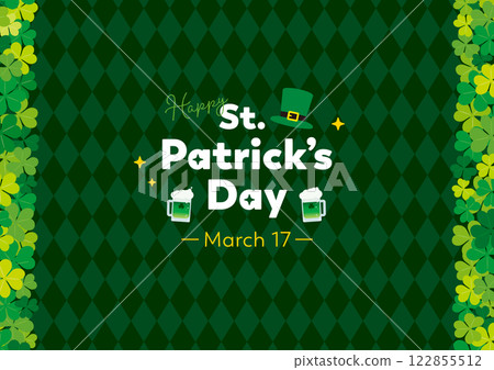 St. Patrick's Day background illustration C Clover Shamrock Horizontal position 122855512
