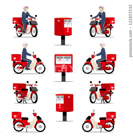 Set of various postman motorcycles and mailboxes Set of various postman motorcycles and mailboxes 122855532