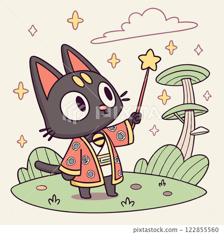 黑貓插畫、體重插畫、卡通 黑貓插畫、體重插畫、卡通 122855560