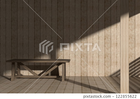 Wood background with natural sunlight. 3d rendering. 122855622