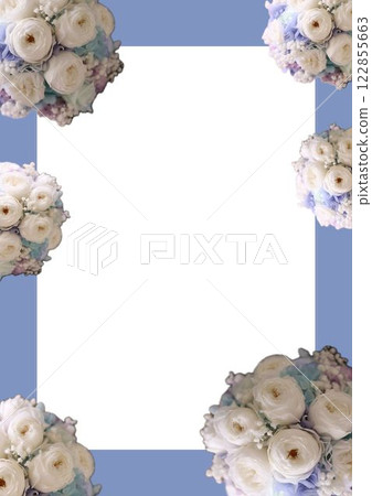 A4 相框花束 白色 淺藍色 玫瑰 永生花 122855663