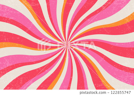 Retro swirl pattern. Vector groovy textured background. Spiral sunburst radial backdrop. Vintage psychedelic wavy pink and orange vortex. 70s funky striped summer poster Retro swirl pattern. Vector groovy textured background. Spiral sunburst radial backdrop. Vintage psychedelic wavy pink and orange vortex. 70s funky striped summer poster 122855747