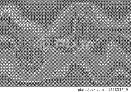 Wavy bitmap pattern background with pixel. Gradient dotted halftone video dither effect. Vector retro game glitch abstract noise. Grunge vintage wallpaper Wavy bitmap pattern background with pixel. Gradient dotted halftone video dither effect. Vector retro game glitch abstract noise. Grunge vintage wallpaper 122855749