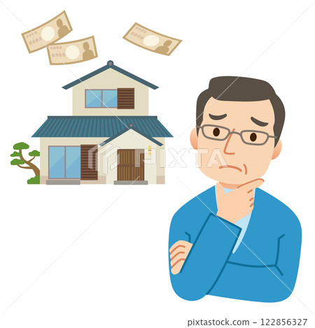 中年男子擔心管理家庭；男子擔心金錢 122856327