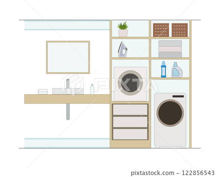 時尚洗衣房/盥洗室插圖 122856543