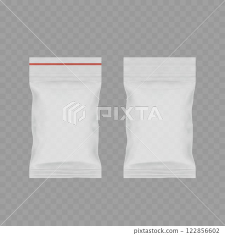 Blank White Snack Package Pouch Mockup. Vector 122856602