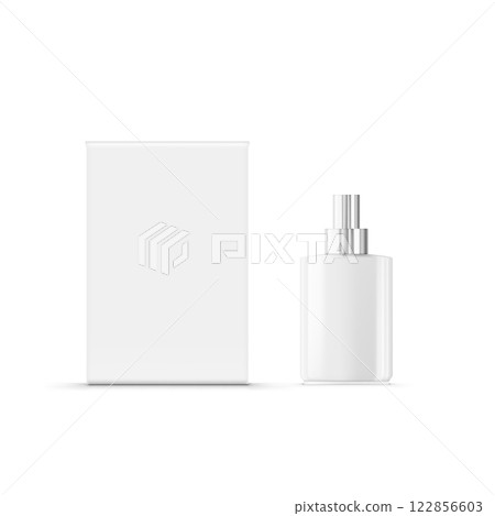 Blank Cosmetic Bottle and Packaging Box Mockup. Vector 122856603