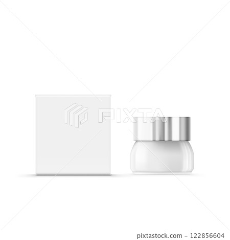 Blank Cosmetic Bottle and Packaging Box Mockup. Vector 122856604
