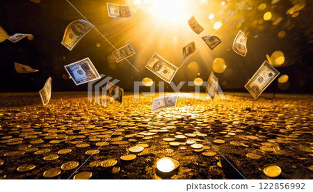 Fluttering money background 122856992