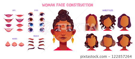 Indian woman face construction set 122857264