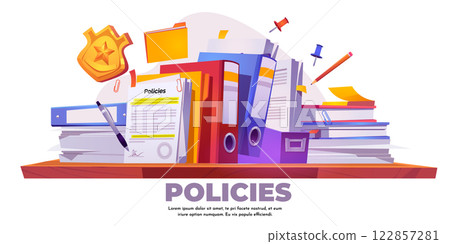 Document procedure banner template with papers 122857281