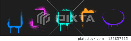 Neon color spray stencils set 122857315