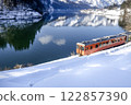 A train running on the Tadami Line in winter 122857390