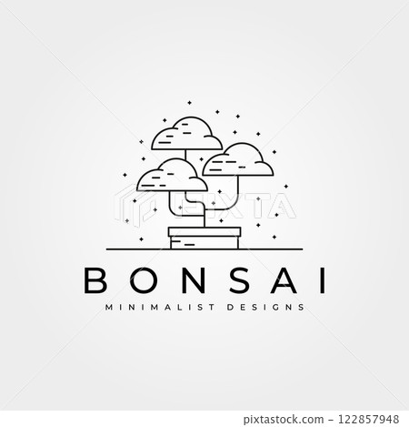 bonsai line art tree icon logo vector design minimal illustration design 122857948