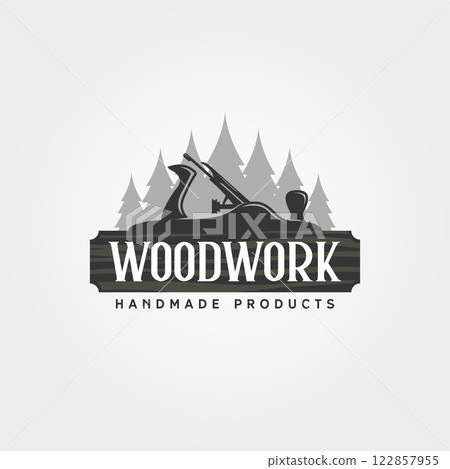 carpentry woodwork and plane logo vector illustration design, carpentry planer vintage logo design carpentry woodwork and plane logo vector illustration design, carpentry planer vintage logo design 122857955