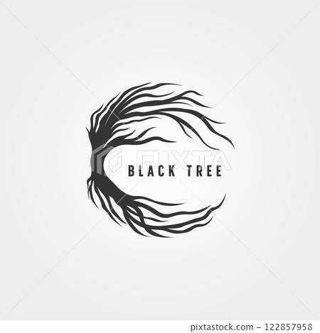 black tree silhouette vector symbol illustration design, vintage tree logo design black tree silhouette vector symbol illustration design, vintage tree logo design 122857958