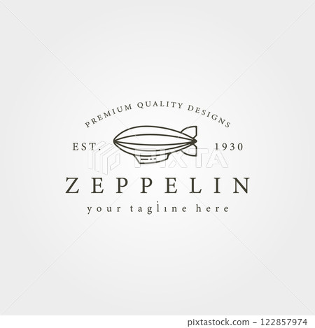 vintage zeppelin airship line icon logo vector illustration design 122857974
