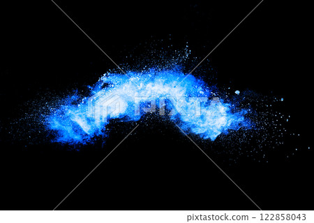 Blue explosion of powdery blue paint. Blue explosion of powdery blue paint. 122858043