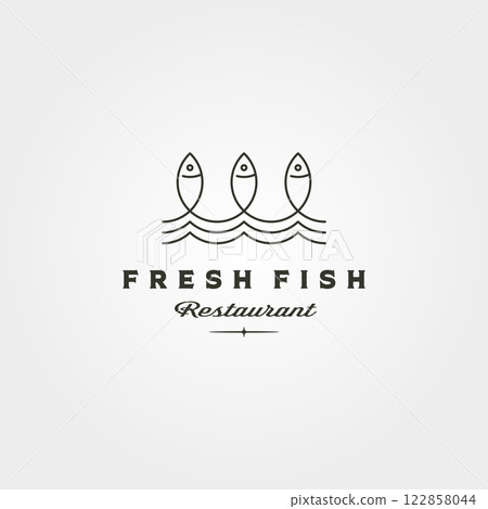 fresh fish and wave line logo vector symbol minimalist illustration design fresh fish and wave line logo vector symbol minimalist illustration design 122858044