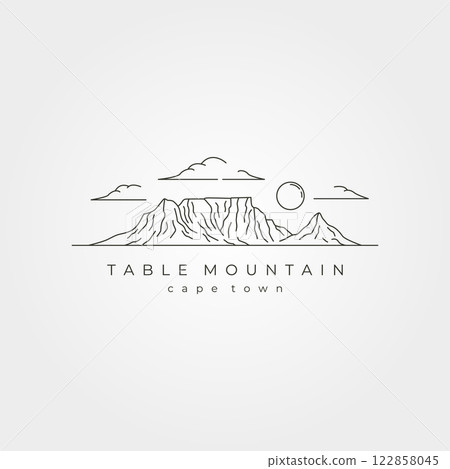 table mountain landscape line art vector symbol illustration design, cape town national park line art style 122858045