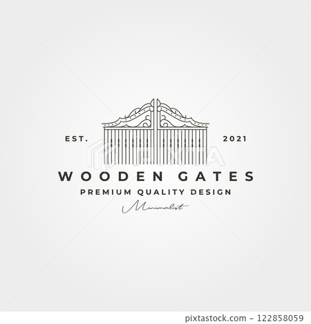 line art gate vintage logo vector symbol minimalist illustration design line art gate vintage logo vector symbol minimalist illustration design 122858059