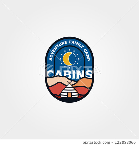 modern cabin emblem logo vector illustration design, cottage logo design 122858066