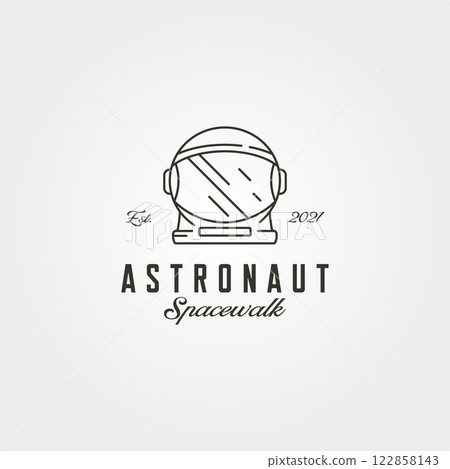 astronaut helmet head logo line art vector symbol illustration design 122858143