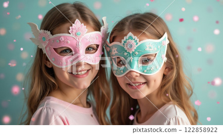 Children in Carnival Masquerade Masks 122858922