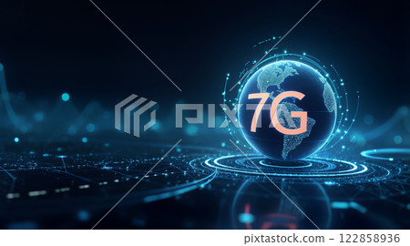 Futuristic 7G Network Technology Globe Visualization with Digital Earth Connection 122858936