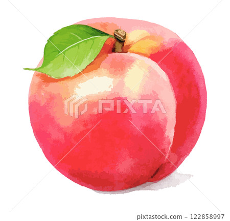 水彩桃子插畫-AI生成 122858997