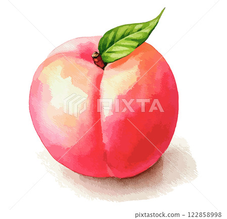 水彩桃子插畫-AI生成 122858998