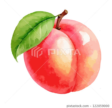 水彩桃子插畫-AI生成 122859000