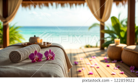 Luxurious Beachfront Spa Retreat with Orchids and Ocean View Massage Experience 122859022