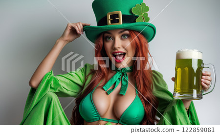 Festive Leprechaun-Inspired St Patrick's Day Celebration with Green Beer and Luck 122859081
