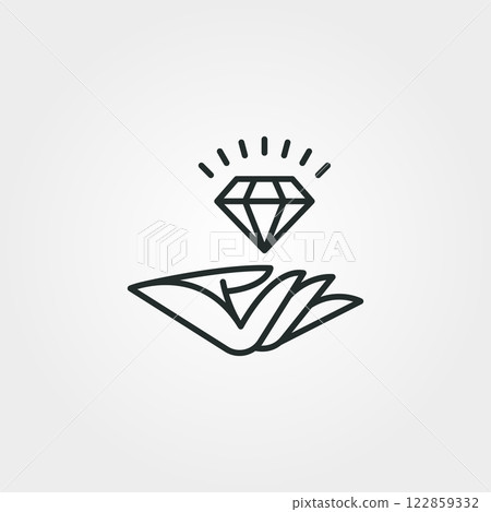 logo of diamond and hand line art vector symbol illustration design logo of diamond and hand line art vector symbol illustration design 122859332