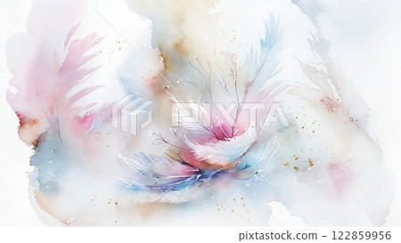 Pastel Feather Abstract Watercolor Art 122859956