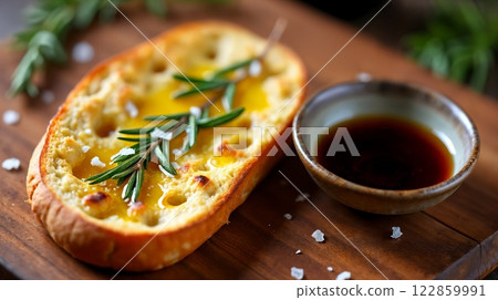 Rustic Bread with Olive Oil and Balsamic 122859991