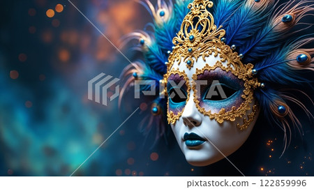 Elegant Venetian Mask with Feathers 122859996
