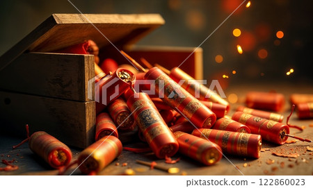 Festive Box of Firecrackers and Sparks 122860023