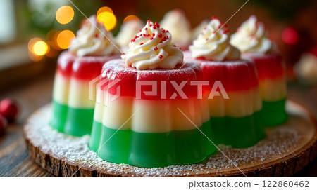 Festive Layered Christmas Jello Desserts 122860462