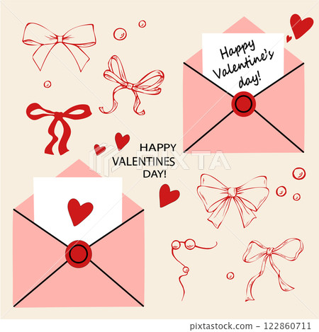 Valentine card vector element hand draw Valentine card vector element hand draw 122860711