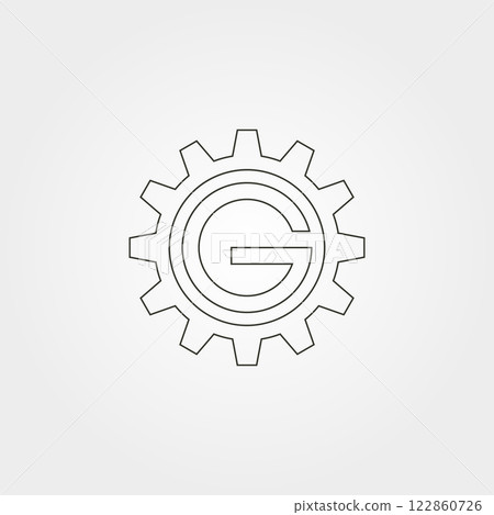 vector of letter G in gear line art icon logo graphic vector symbol illustration design 122860726
