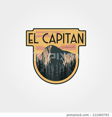 el capitan yosemite logo patch travel vector illustration design, yosemite national park emblem design el capitan yosemite logo patch travel vector illustration design, yosemite national park emblem design 122860765