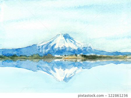 鏡富士的水彩插圖 [手繪] 附影印空間 122861236