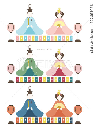 女兒節向量雛娃娃的插圖素材白色背景 122861688