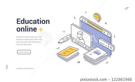 Modern education online learning web banner template Modern education online learning web banner template 122861998