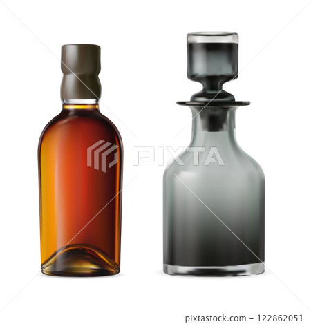 Whiskey bottle with decanter mockup, vector illustration 122862051